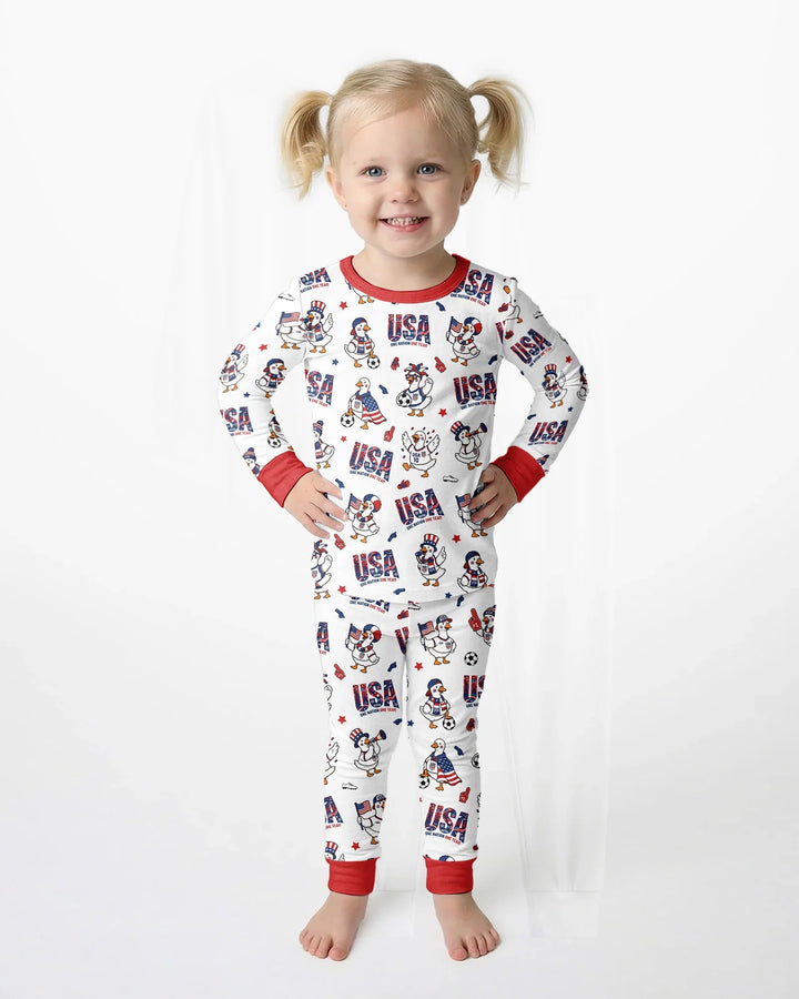 One Nation One Team Bamboo Two Piece Long Sleeve Pajama Set