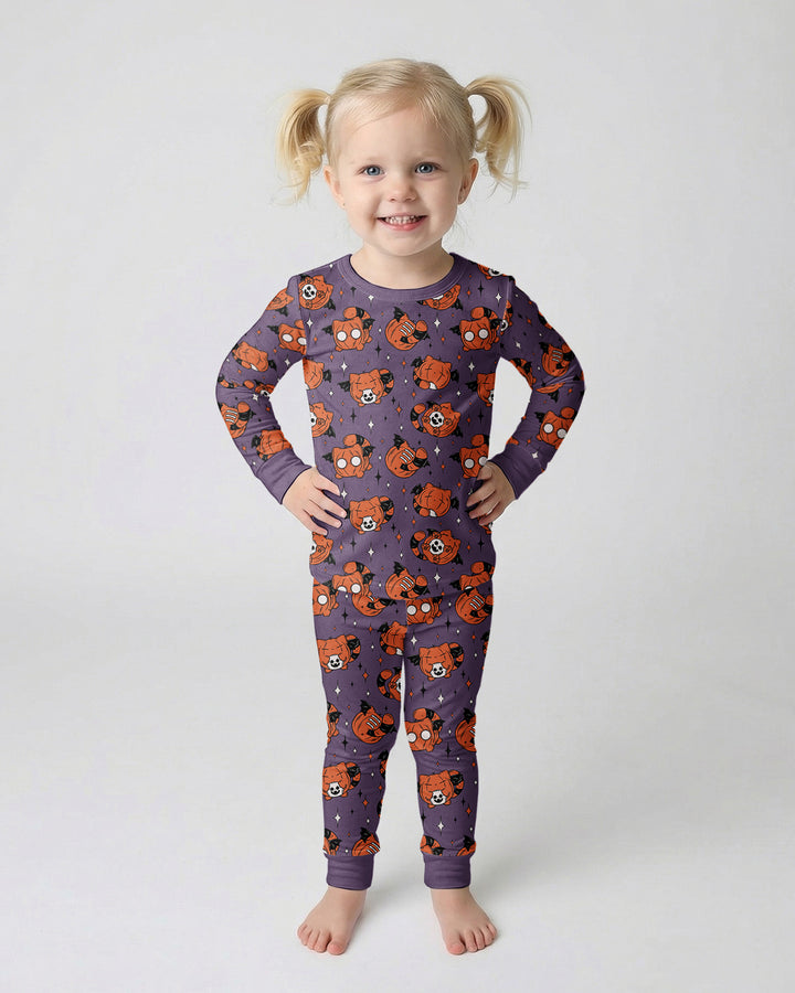 Batty Pumpkin Cats Bamboo Two Piece Long Sleeve Pajama Set