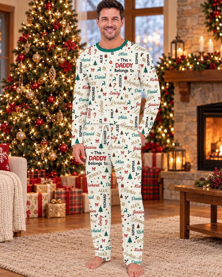 Custom Daddy Christmas Belongs To Bamboo Men's Pajama Set