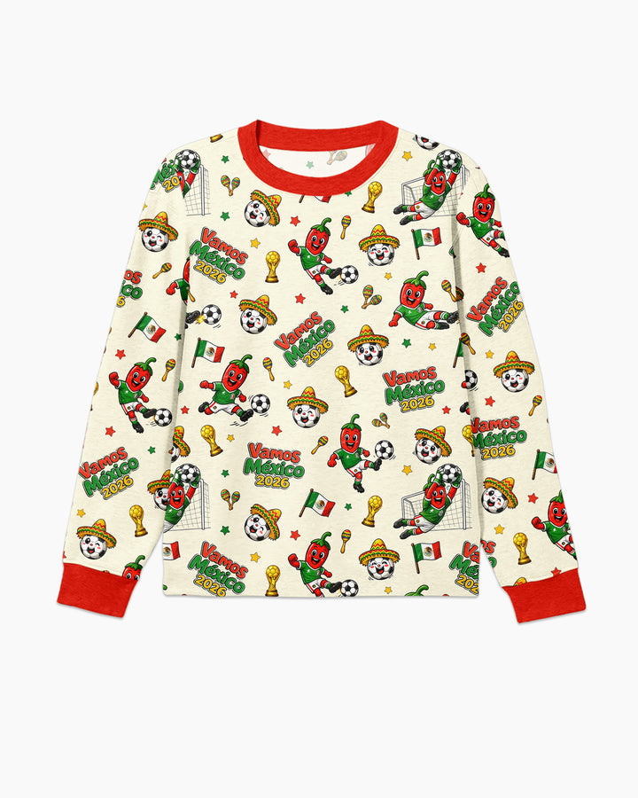 Cartoon World Soccer Vamos Mexico Family Matching Bamboo Men's Pajama Set