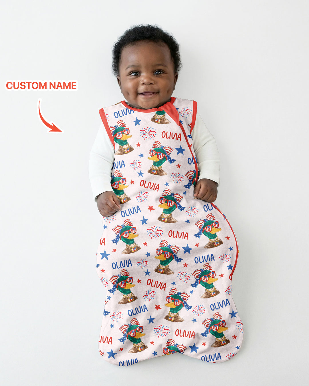 Custom Name Patriotic Mallard Duck Bamboo Sleep Bag