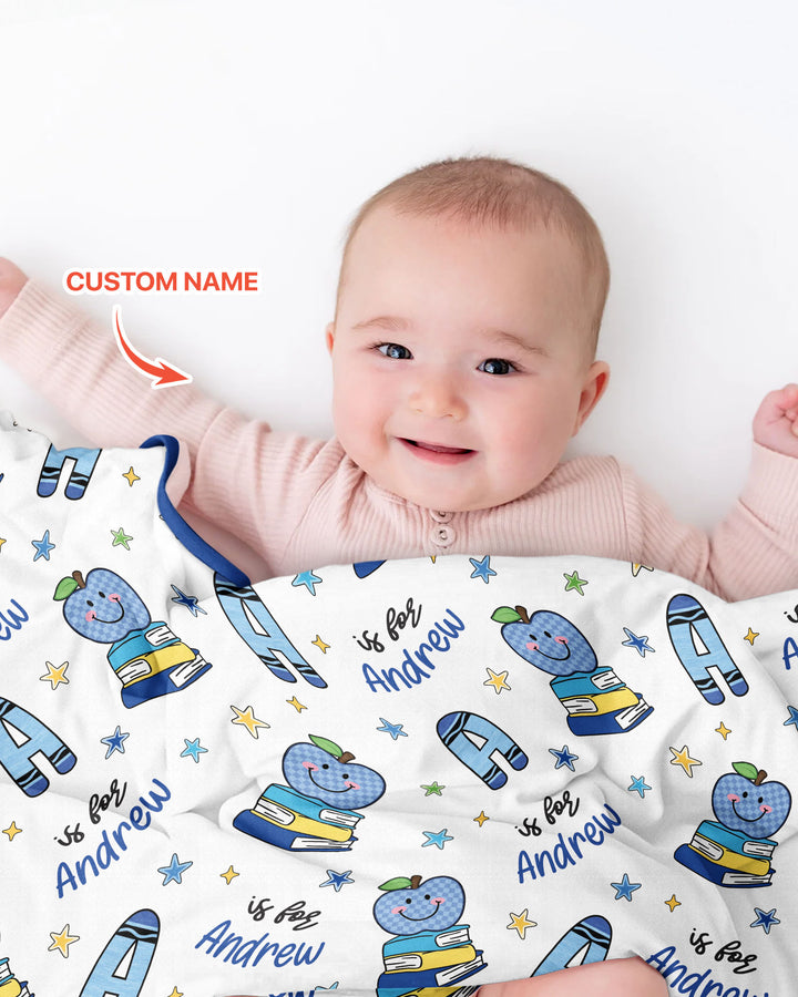 Custom Name Crayon Alphabet Bamboo Blanket