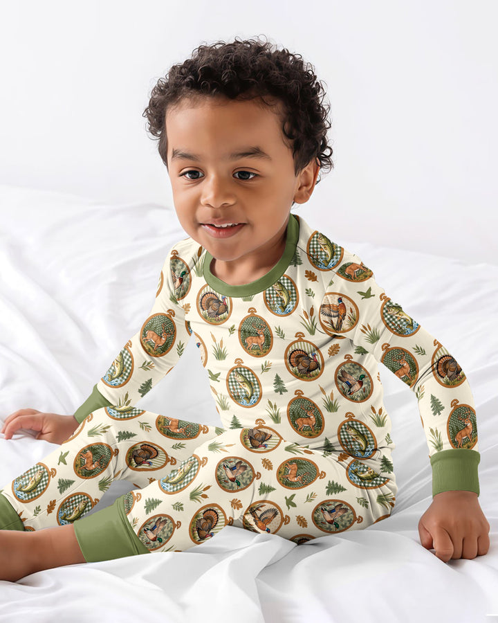 Hunting Season Family Matching Bamboo Two Piece Long Sleeve Pajama Set