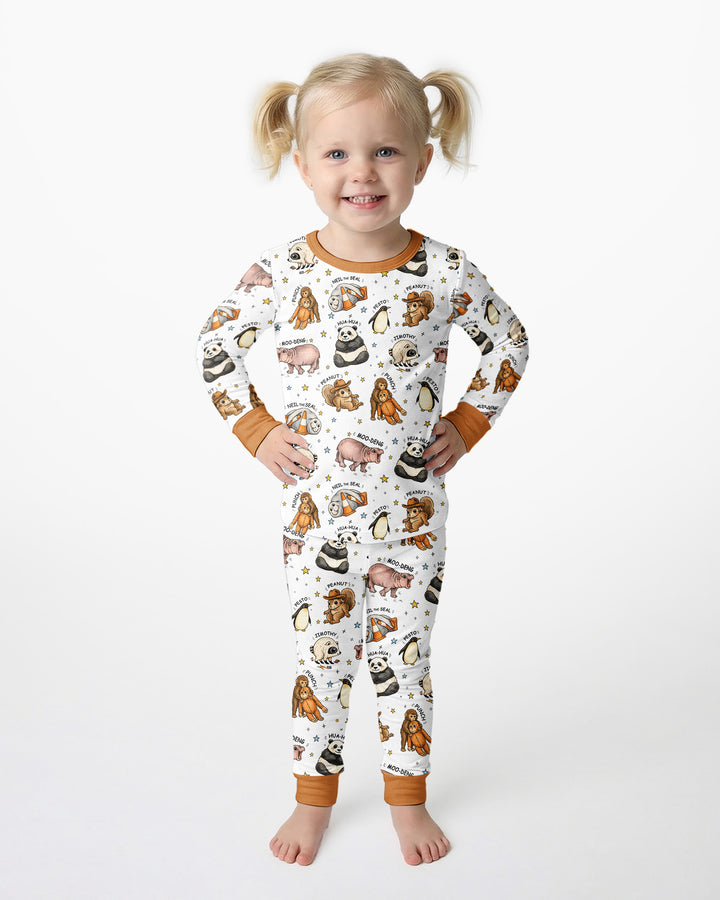 Cute Viral Animals Bamboo Two Piece Long Sleeve Pajama Set