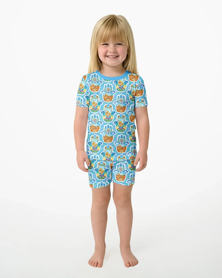Hamsa Hand Bamboo Two Piece Short Sleeve Shorts Pajama Set