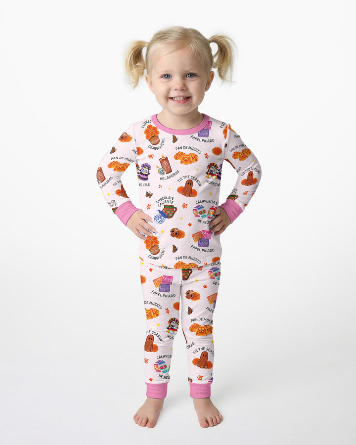 Tis the Dia De Muertos Season Bamboo Two Piece Long Sleeve Pajama Set