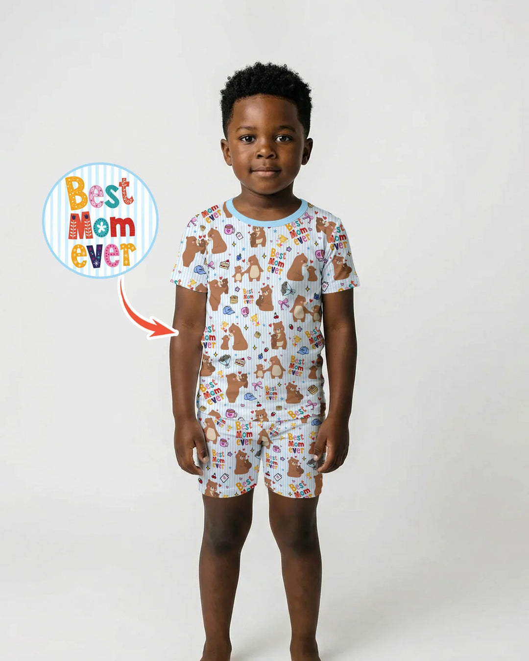 Best Mama Bear Ever Family Matching Bamboo Two Piece Short Sleeve Shorts Pajama Set