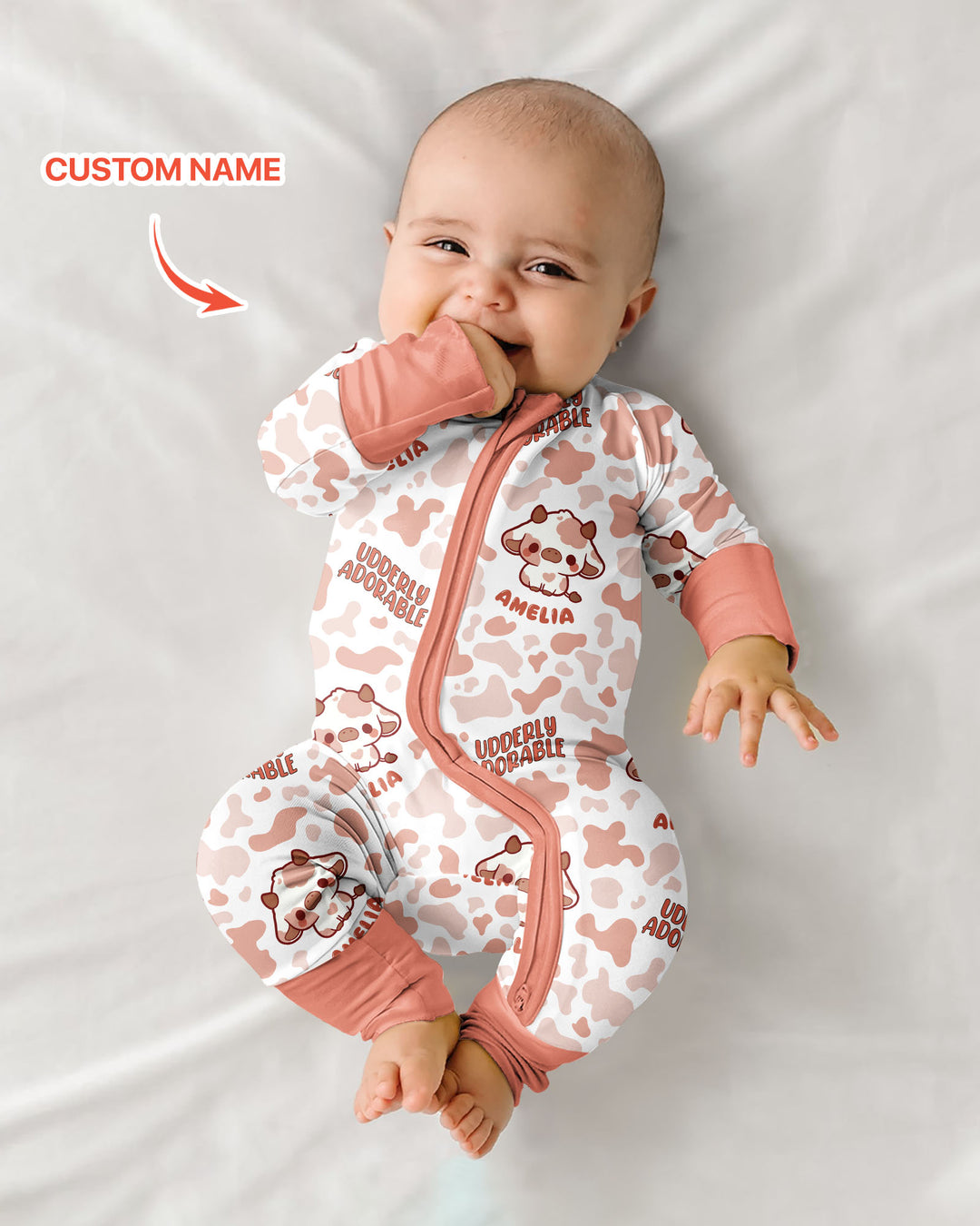 Udderly Adorable Custom Name Bamboo Convertible Zippy