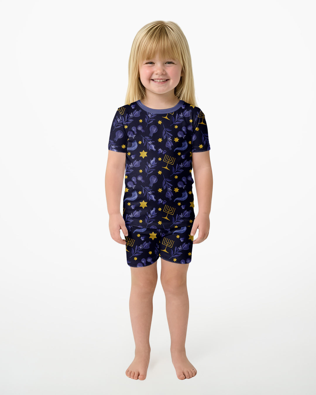 Rosh Hashanah Night Family Matching Bamboo Two Piece Short Sleeve Shorts Pajama Set