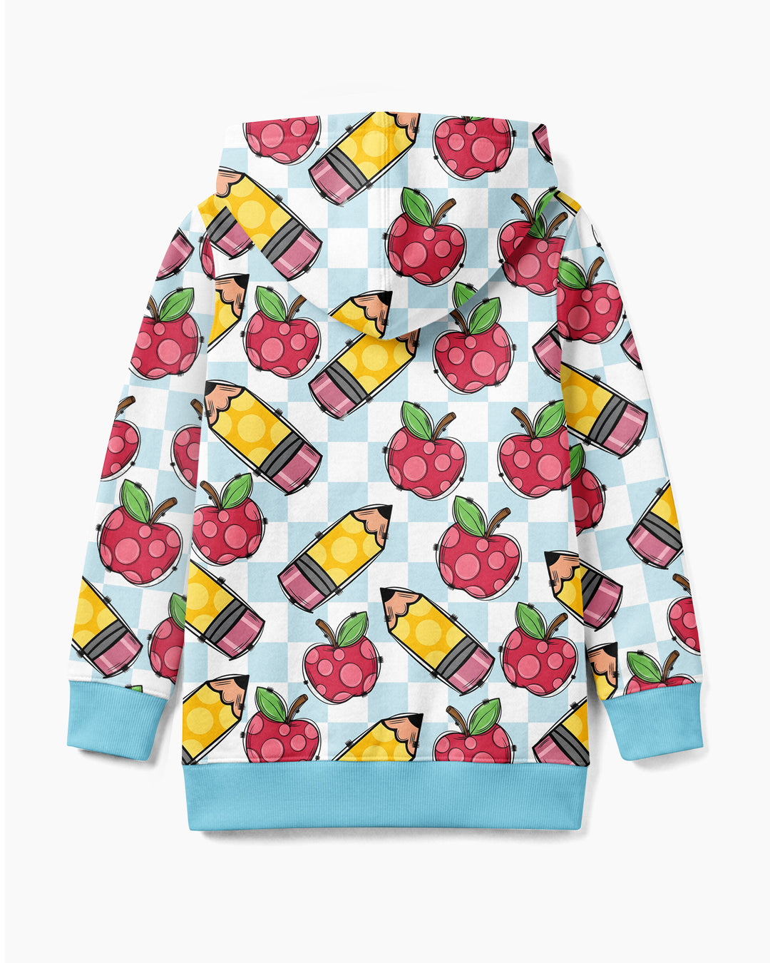 Checkered Apple Scribbles Bamboo Zip Hoodie