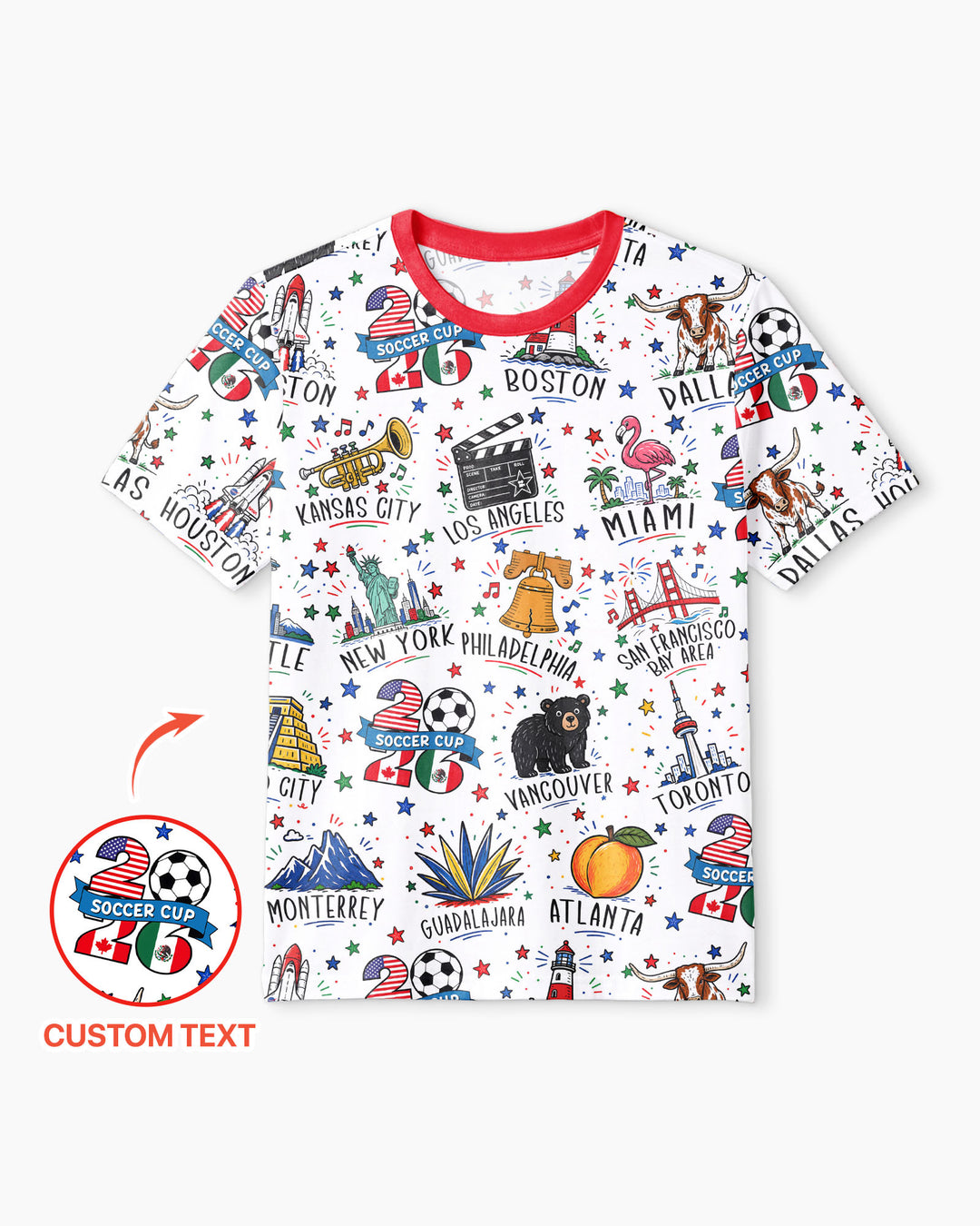 2026 Soccer Cup Host Citties Bamboo Men Short Sleeve Short Pajama Set