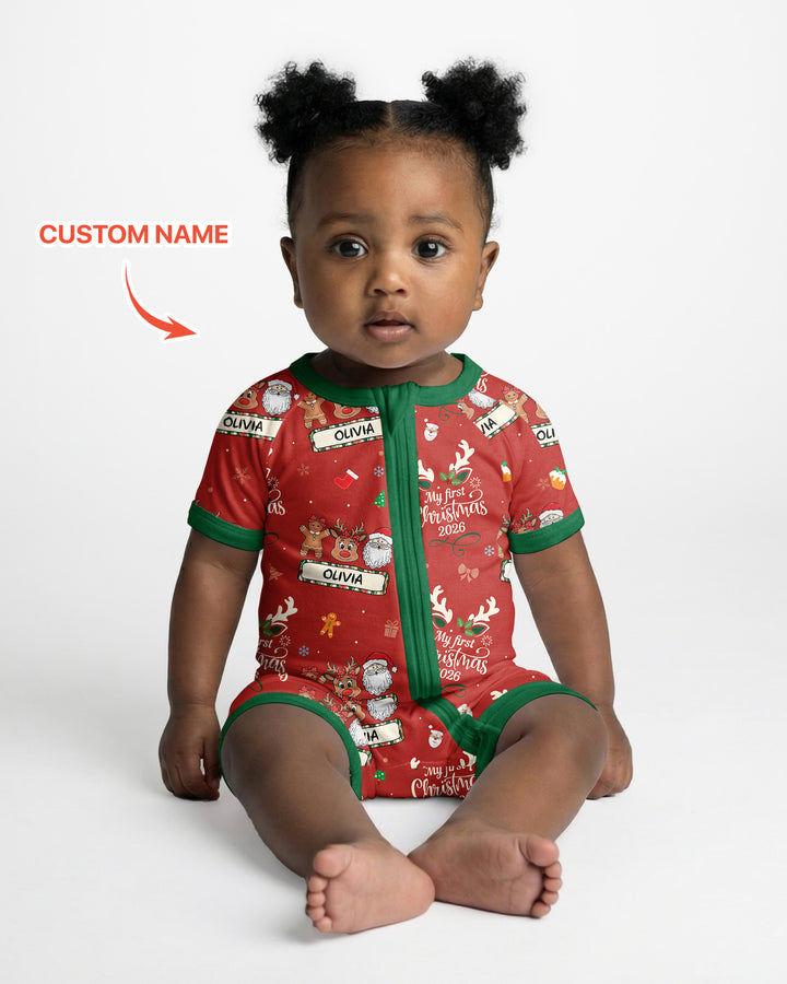 Custom Name Merry Christmas My Deer 2026 Bamboo Shorty Zippy