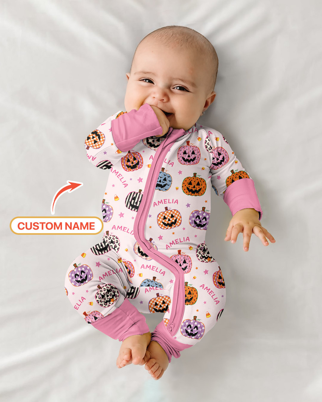 Custom Name Colorful Jack O Lantern Bamboo Convertible Zippy