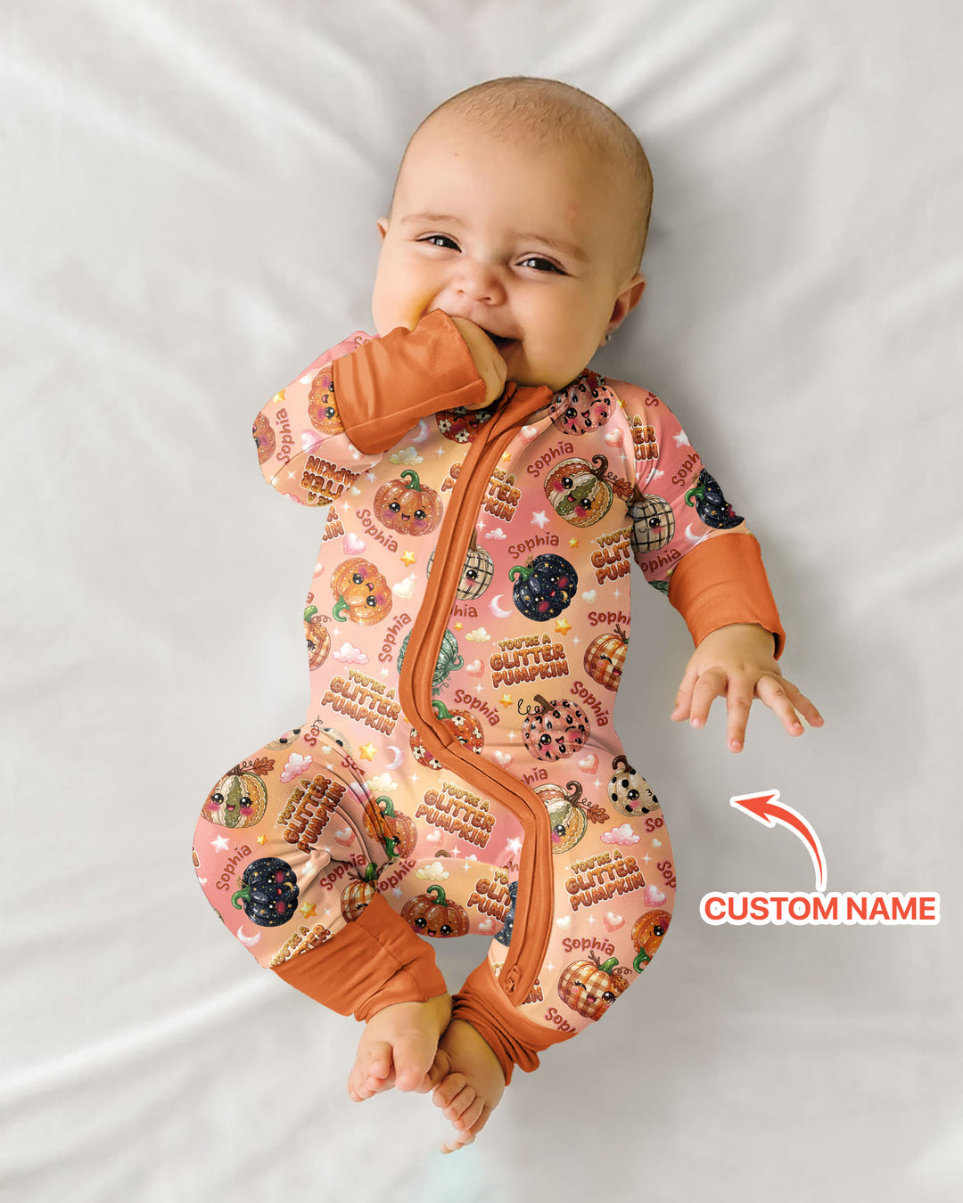 Custom Name You're A Glitter Pumpkin Bamboo Convertible Zippy