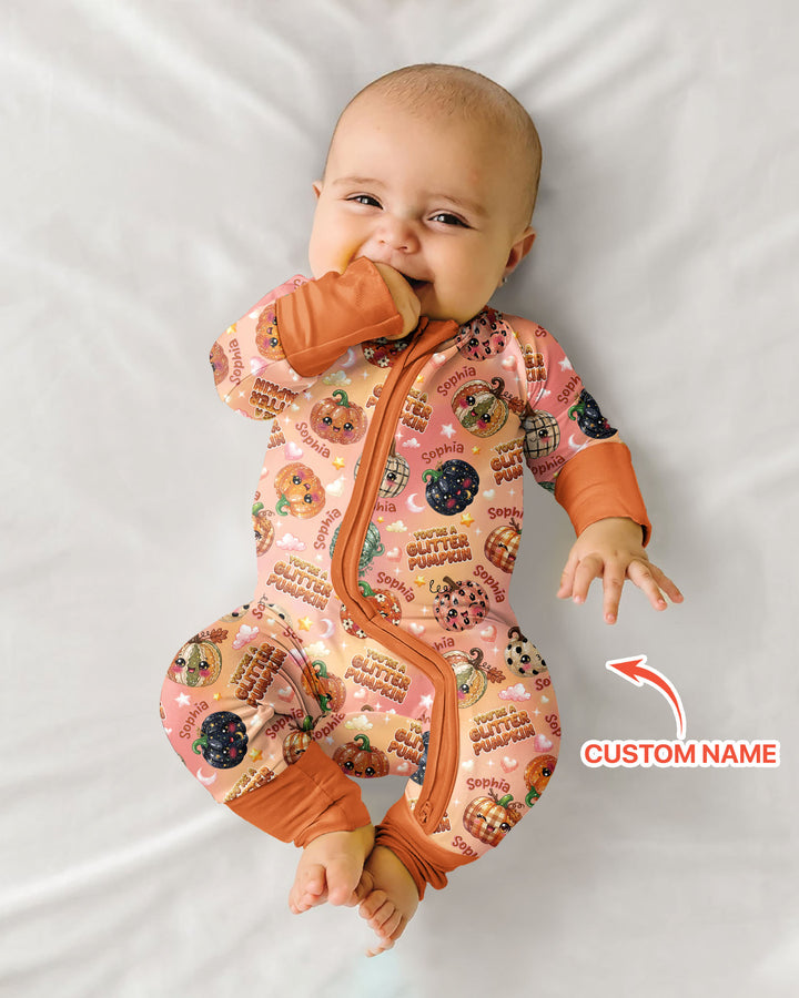 Custom Name You're A Glitter Pumpkin Bamboo Convertible Zippy