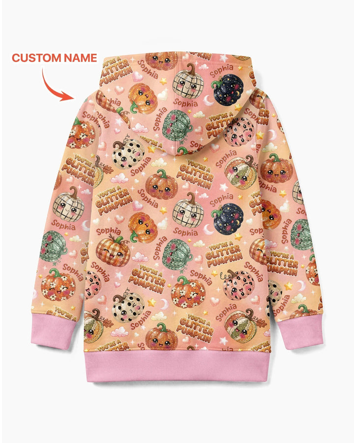 Custom Name You're A Glitter Pumpkin Bamboo Zip Hoodie