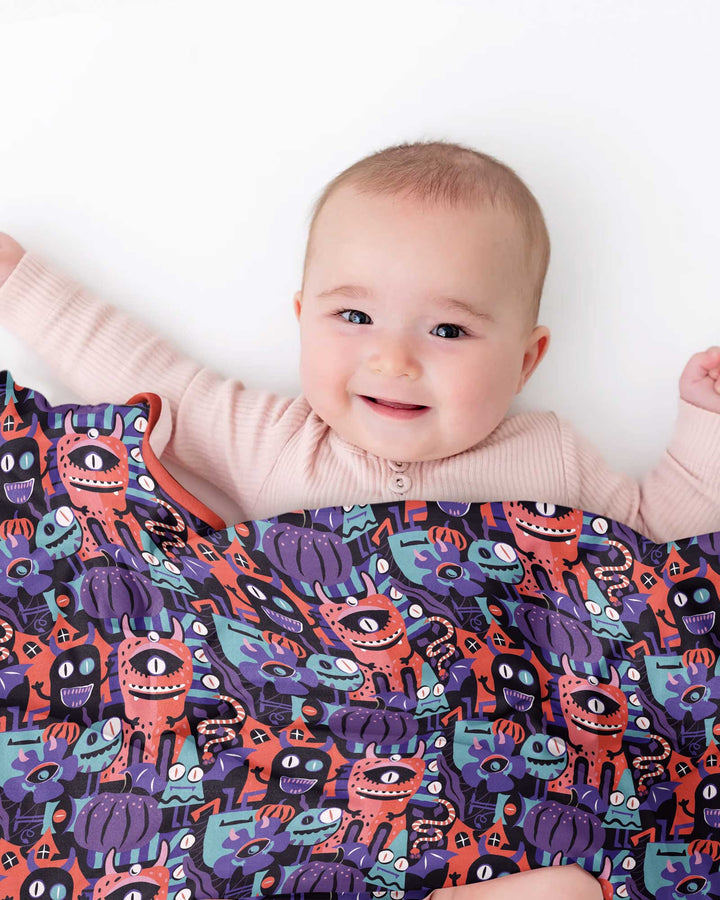 Halloween Multi Eyed Monsters Bamboo Blanket