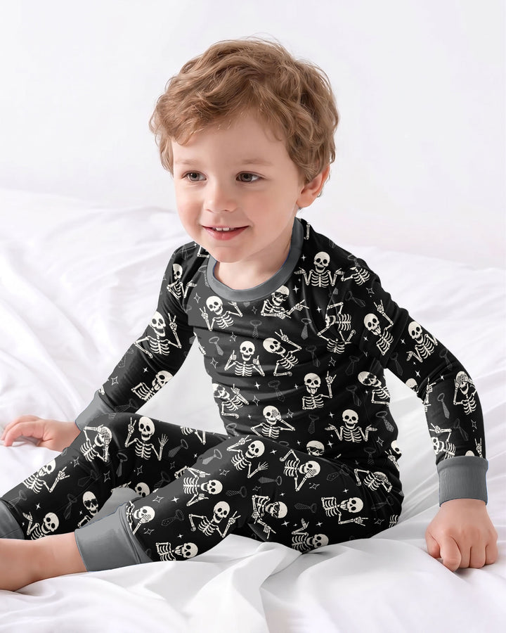 Funny Skeleton Bamboo Two Piece Long Sleeve Pajama Set