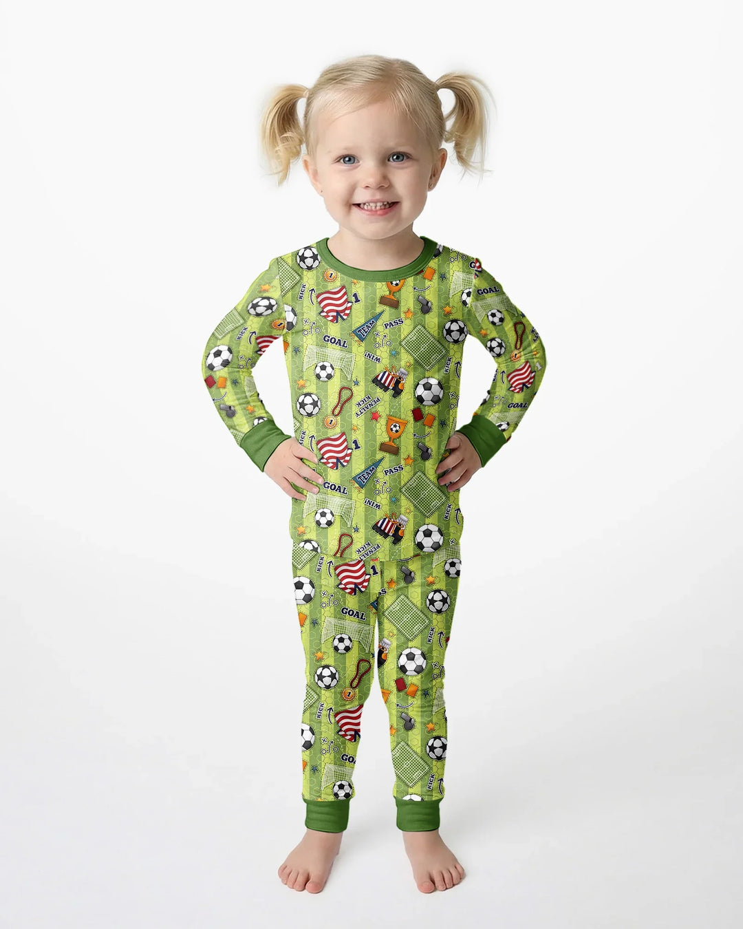 I Love Sports Soccer Bamboo Two Piece Long Sleeve Pajama Set