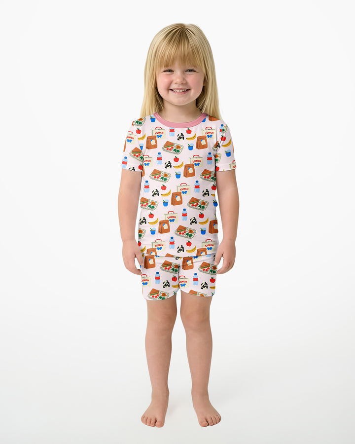 Happy School Lunch Bamboo Two Piece Short Sleeve Shorts Pajama Set