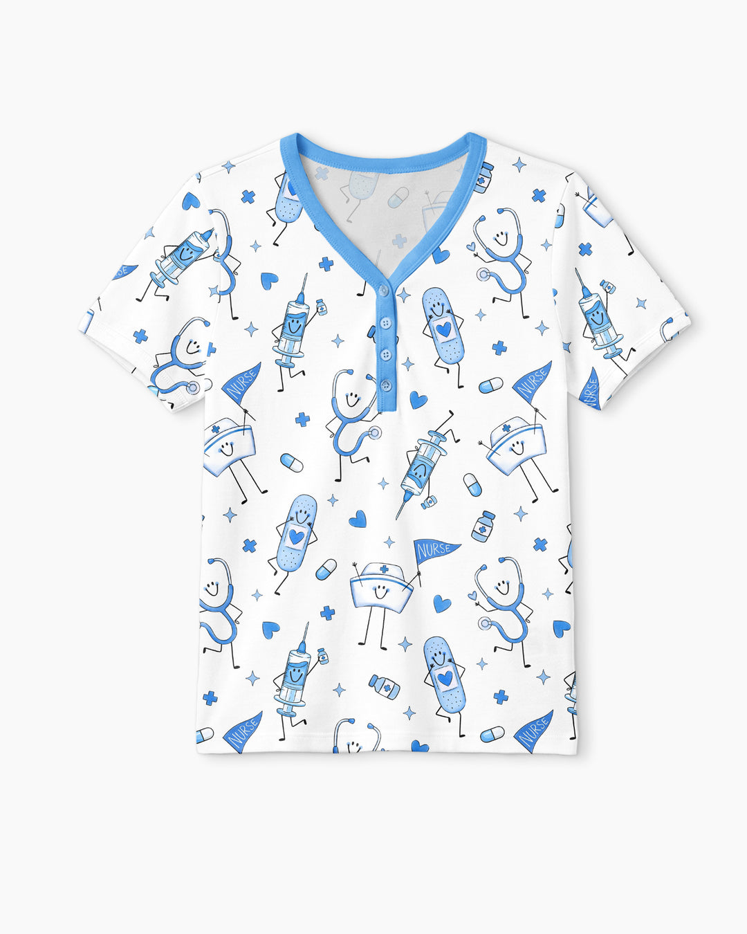 Cute Nurse Crew Bamboo Women Short Sleeve Short Pajama Set