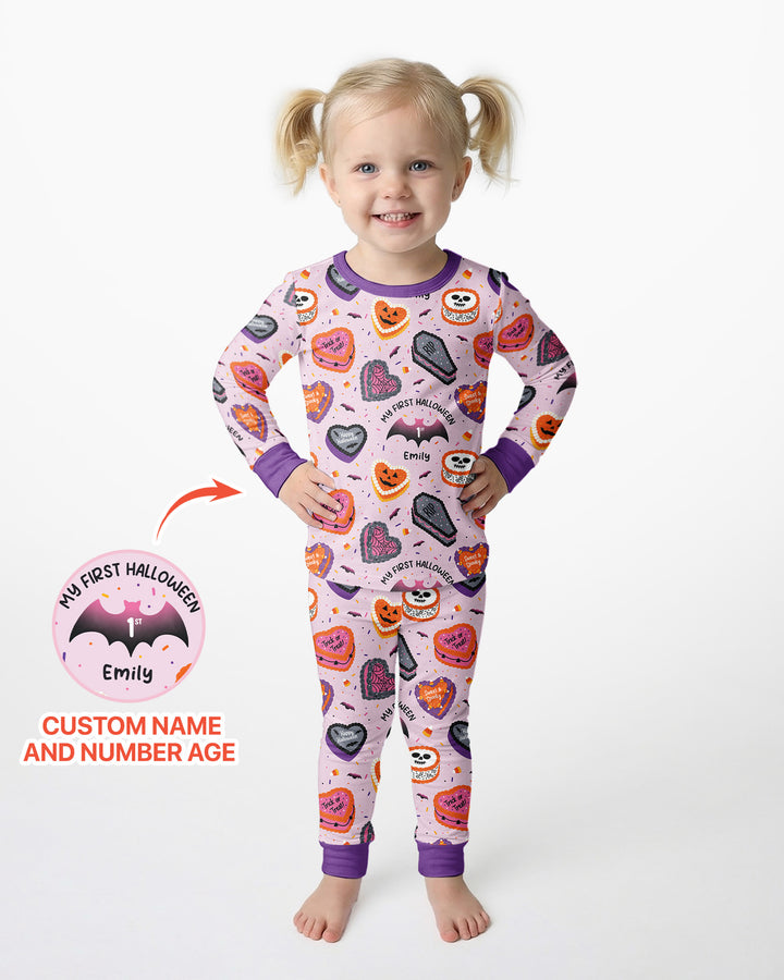 Halloween Is My Birthday Custom Name Bamboo Two Piece Long Sleeve Pajama Set