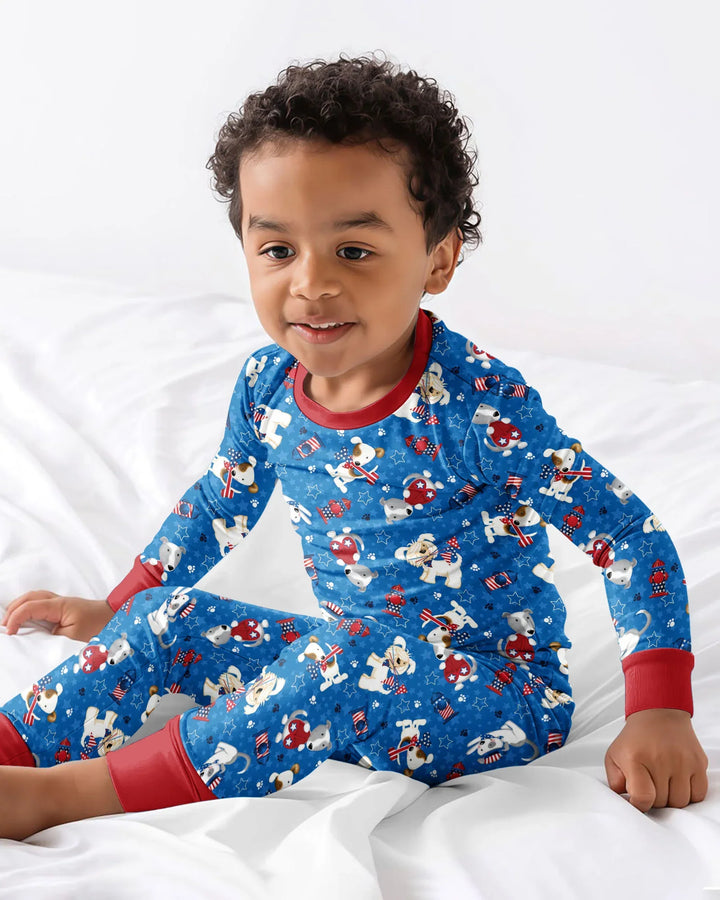Red, White & Woof Family Matching Bamboo Two Piece Long Sleeve Pajama Set