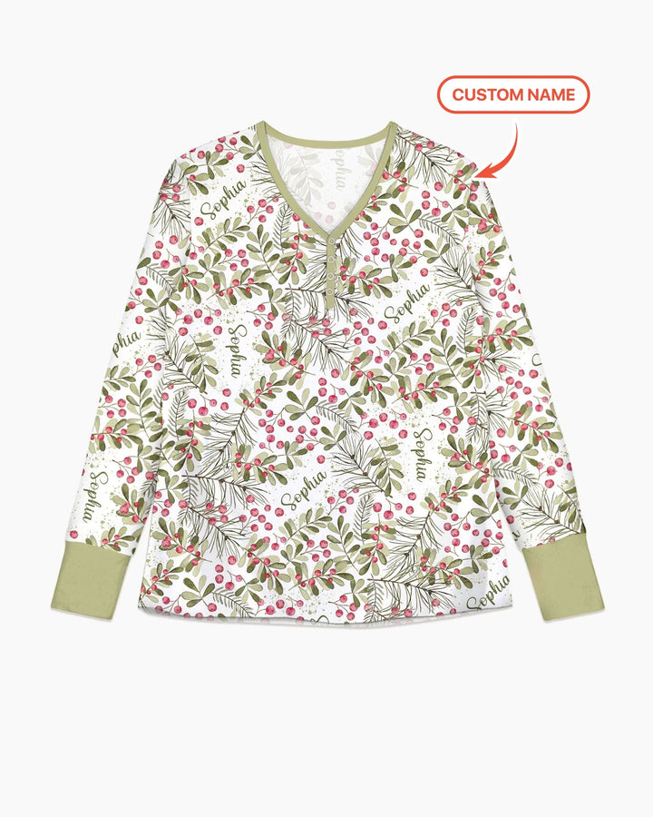 Custom Name Birth Month Flowers Bamboo Women Pajama Set