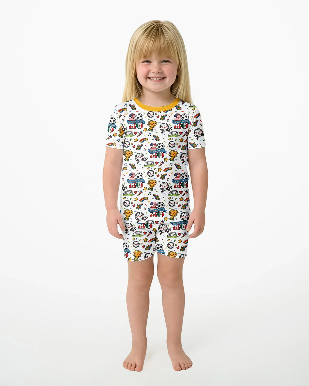 Soccer Fever 2026 Family Matching Bamboo Two Piece Short Sleeve Shorts Pajama Set