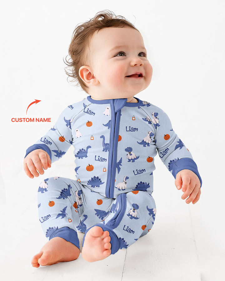 Custom Name Spooky Dinosaur Halloween - Personalized Bamboo Convertible Zippy