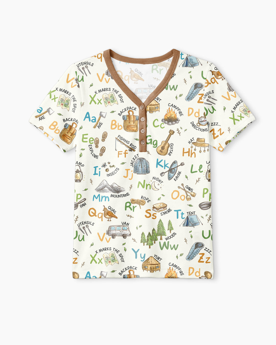 Adventure Alphabet ABCs Summer Camp Bamboo Women Short Sleeve Short Pajama Set