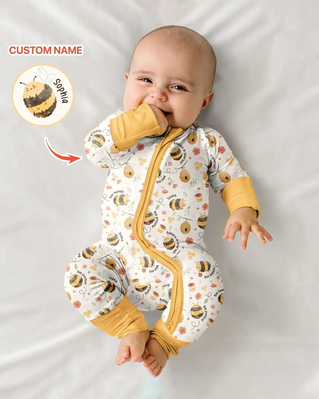 Bee Kind Custom Name Bamboo Convertible Zippy