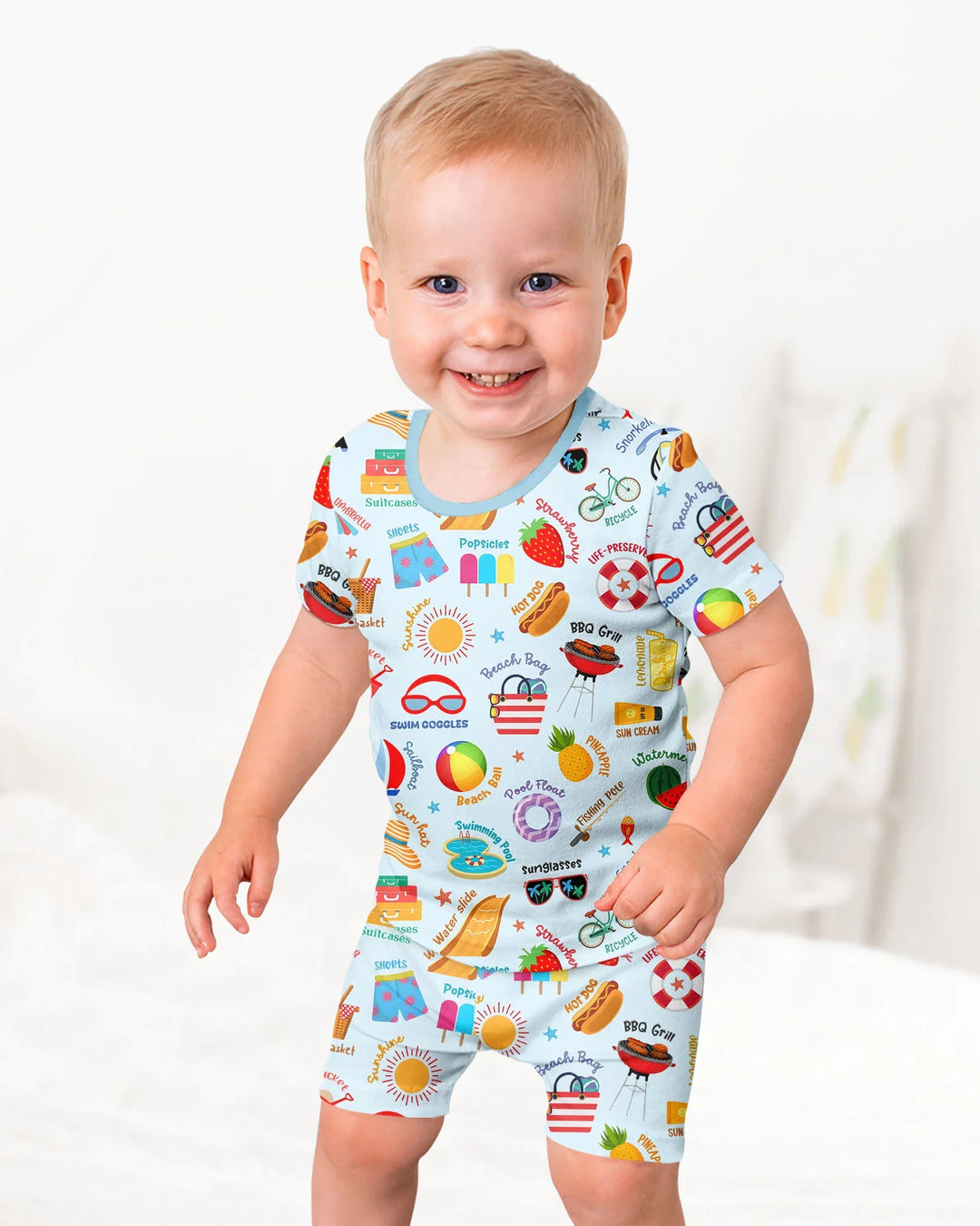 Love Summer Bamboo Two Piece Short Sleeve Shorts Pajama Set