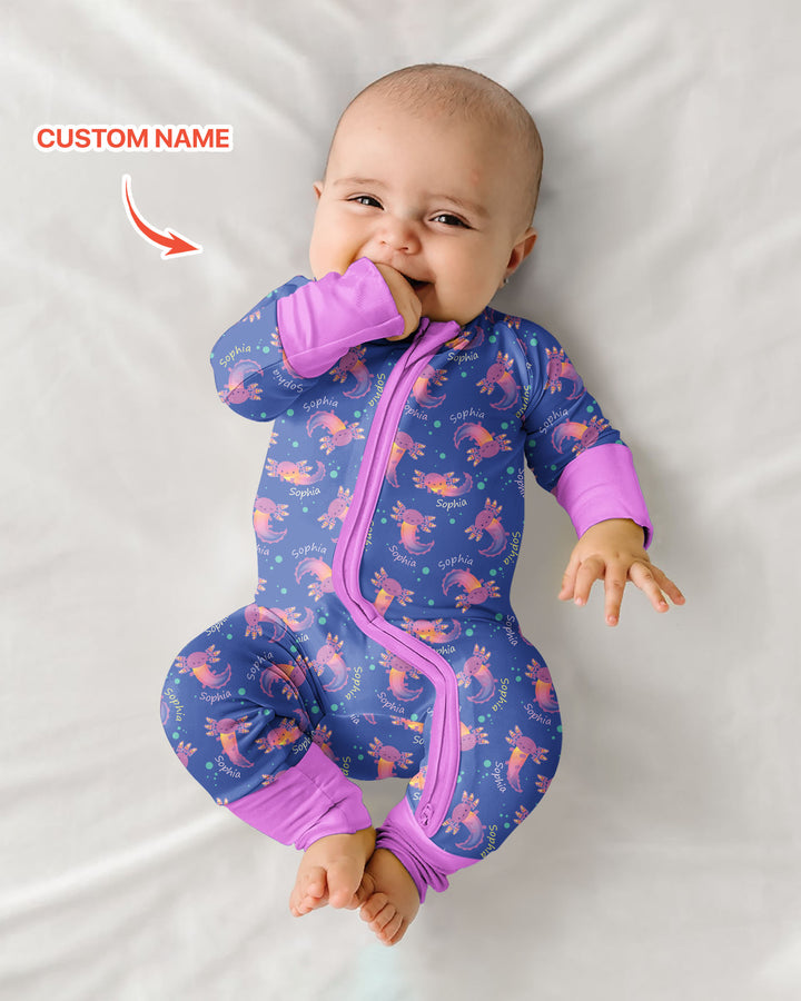 Axolotl Glow Custom Name Bamboo Convertible Zippy