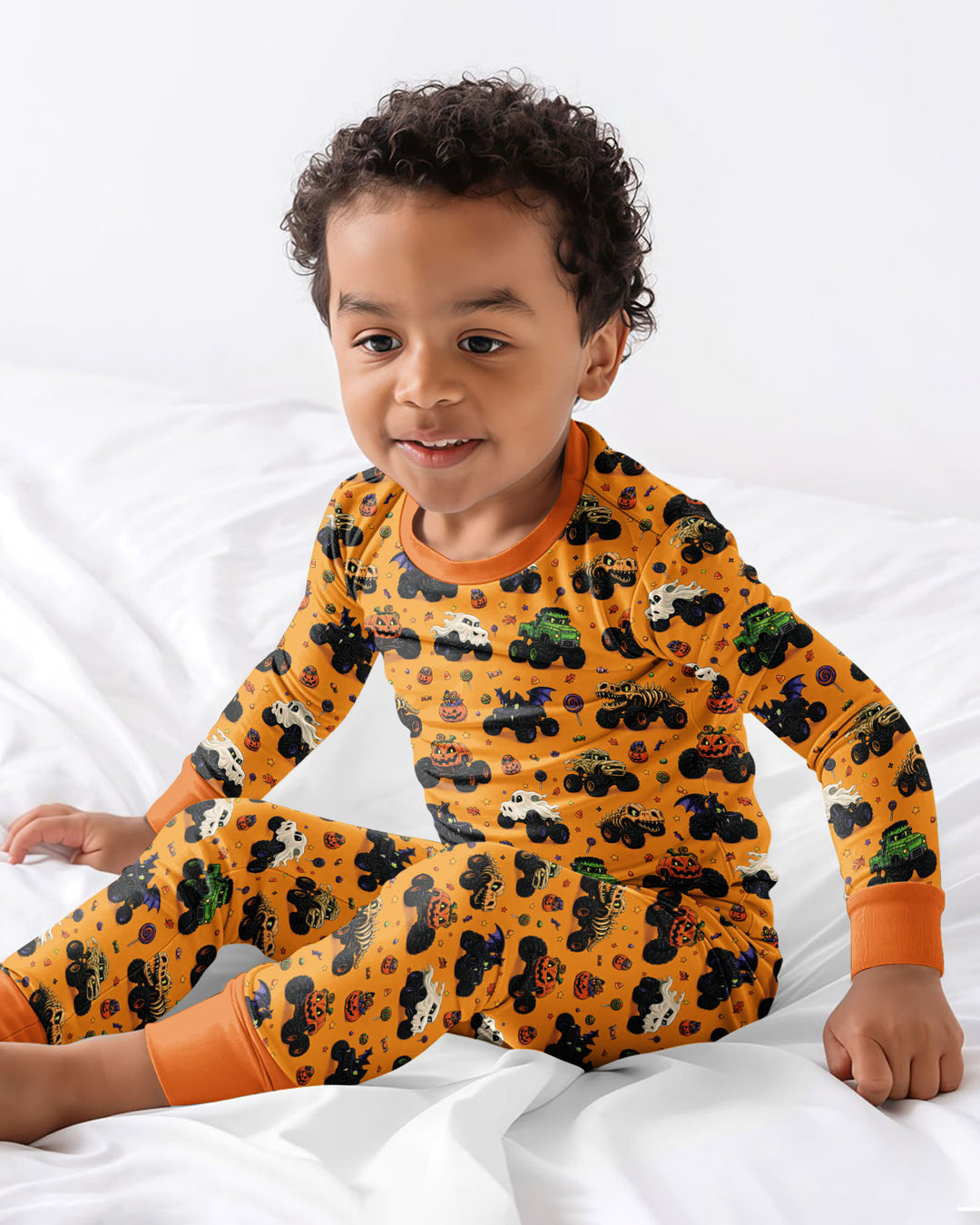 Spooky Monster Truck Bamboo Two Piece Long Sleeve Pajama Set