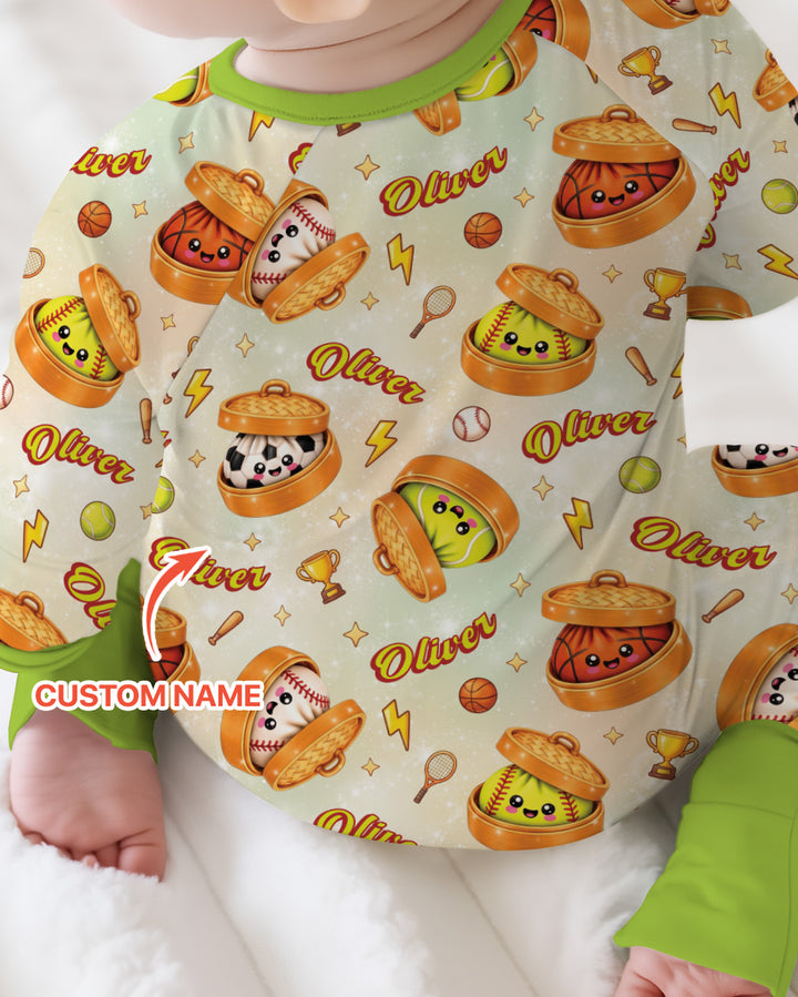 Custom Name Sports Dumpling Bamboo Convertible Zippy