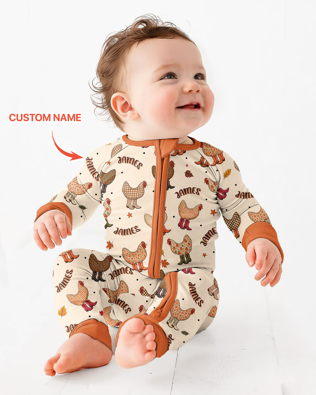 Custom Name Preppy Fall Chicken Bamboo Convertible Zippy