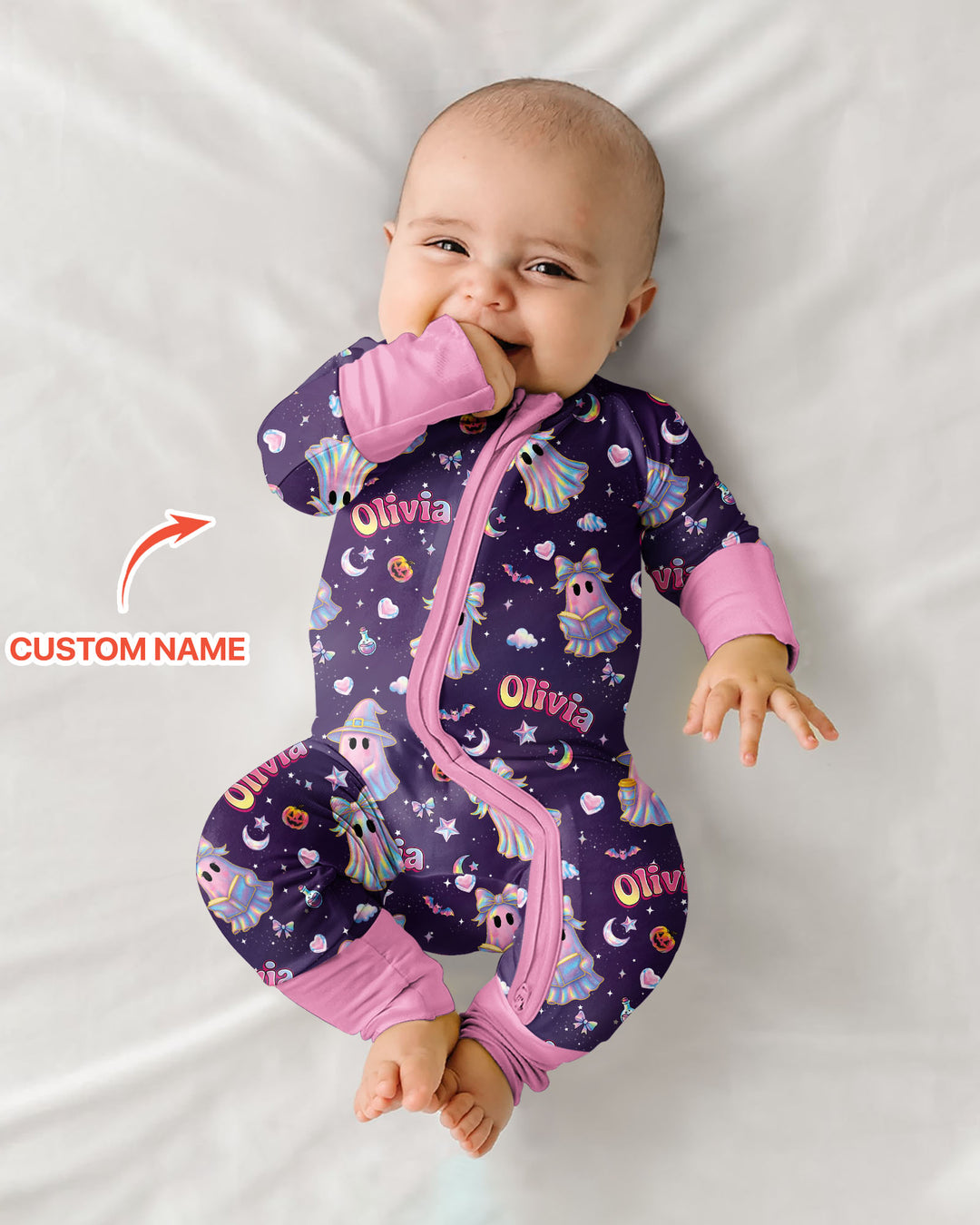 Holographic Cute Ghost Bamboo Convertible Zippy