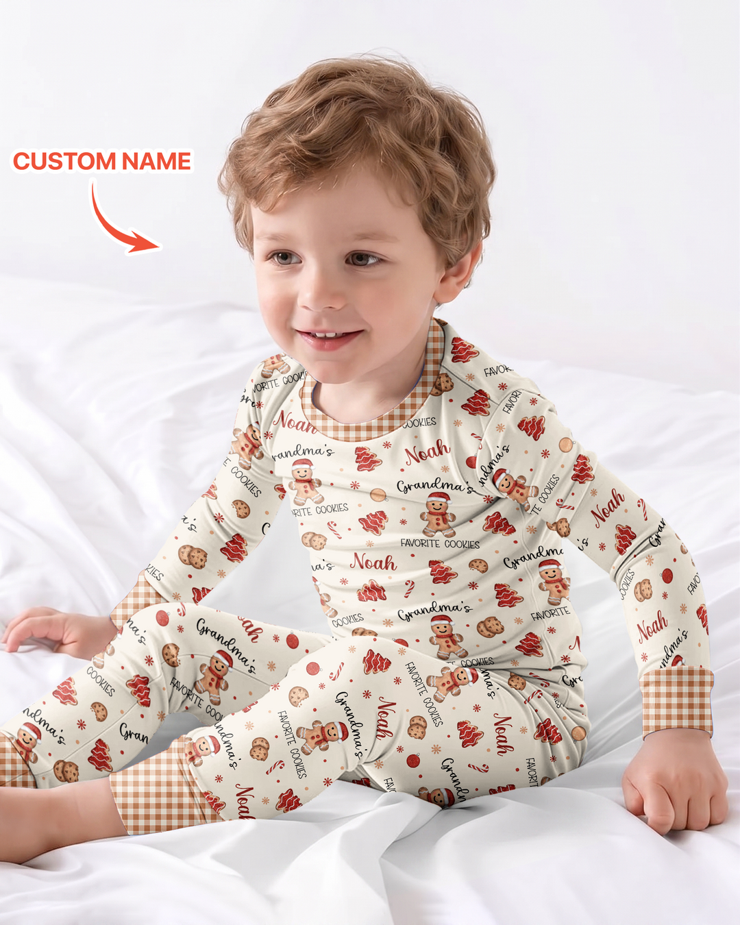 Custom Name Grandma’s Favorite Cookies Bamboo Two Piece Long Sleeve Pajama Set