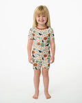 Country Crows with Mums and Pumpkins Bamboo Two Piece Short Sleeve Shorts Pajama Set