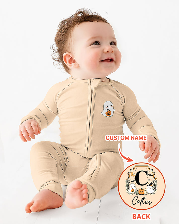 Custom Monogram Ghost Pumpkin Bamboo Convertible Zippy