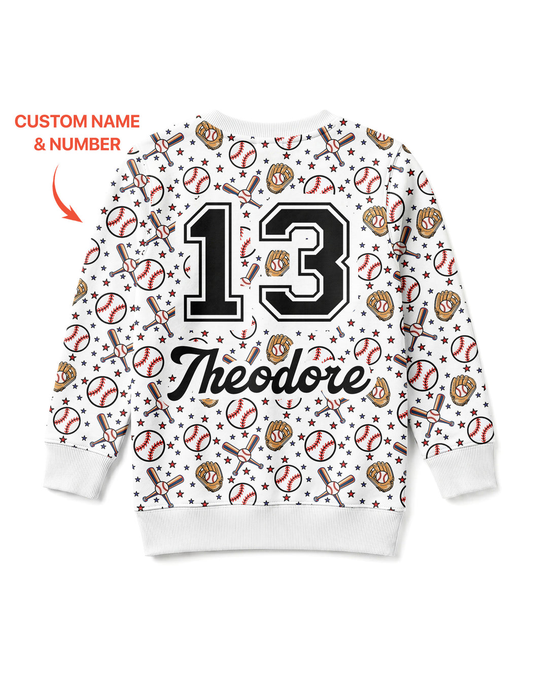 All-Star Baseball Custom Name Bamboo Crewneck Sweatshirt