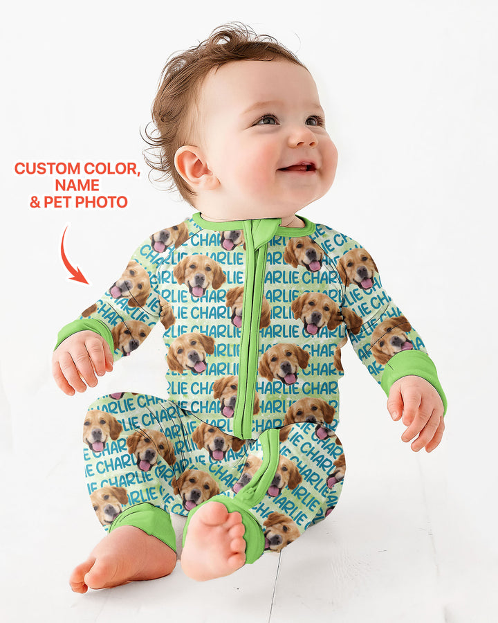 Custom Pet Photo With Name Watercolor Bamboo Convertible Zippy