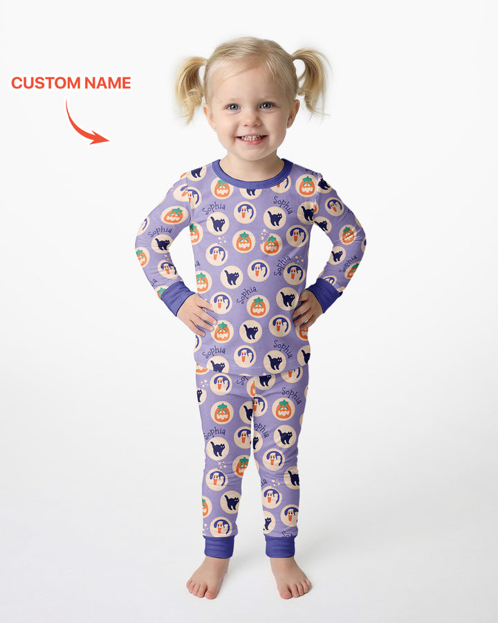 Boo Crew Custom Name Bamboo Two Piece Long Sleeve Pajama Set