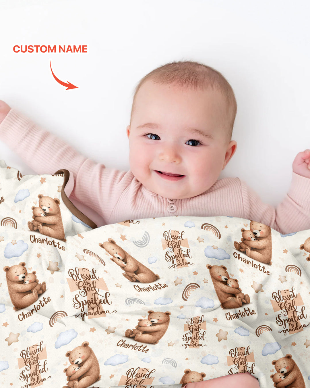 Custom Name Blessed By God Spoiled By Grandma Bamboo Blanket
