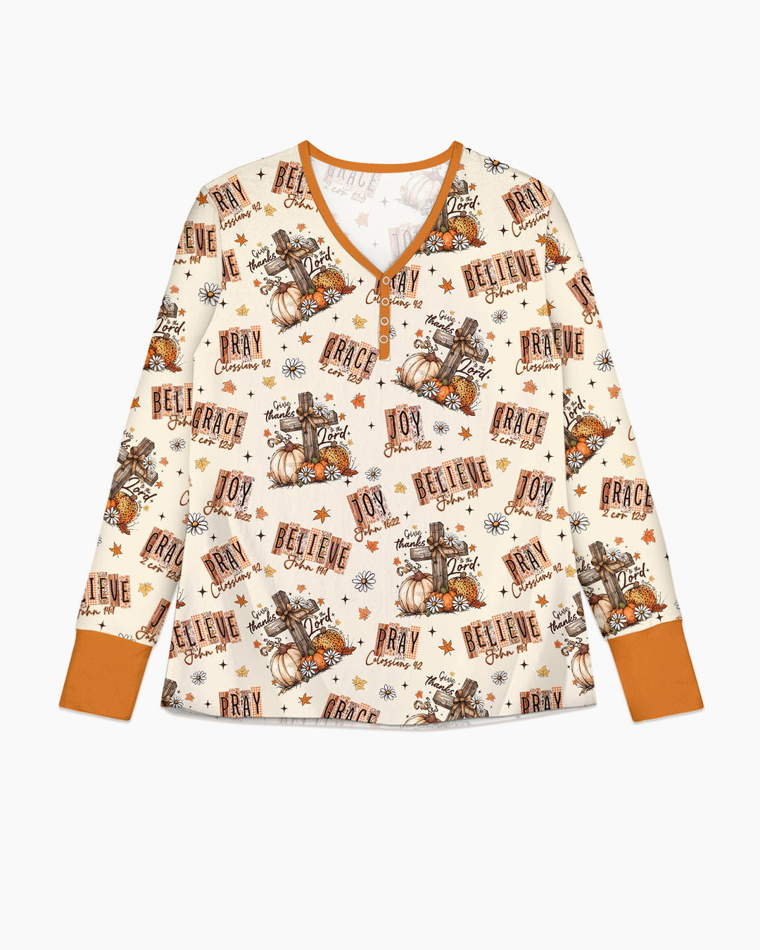 Floral Fall Give Thanks To The Lord Bamboo Women Pajama Set