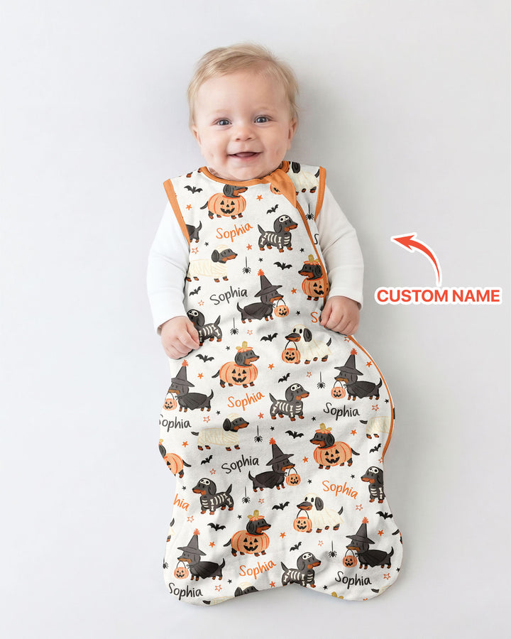 Orange and Black Dachshund Bamboo Sleep Bag