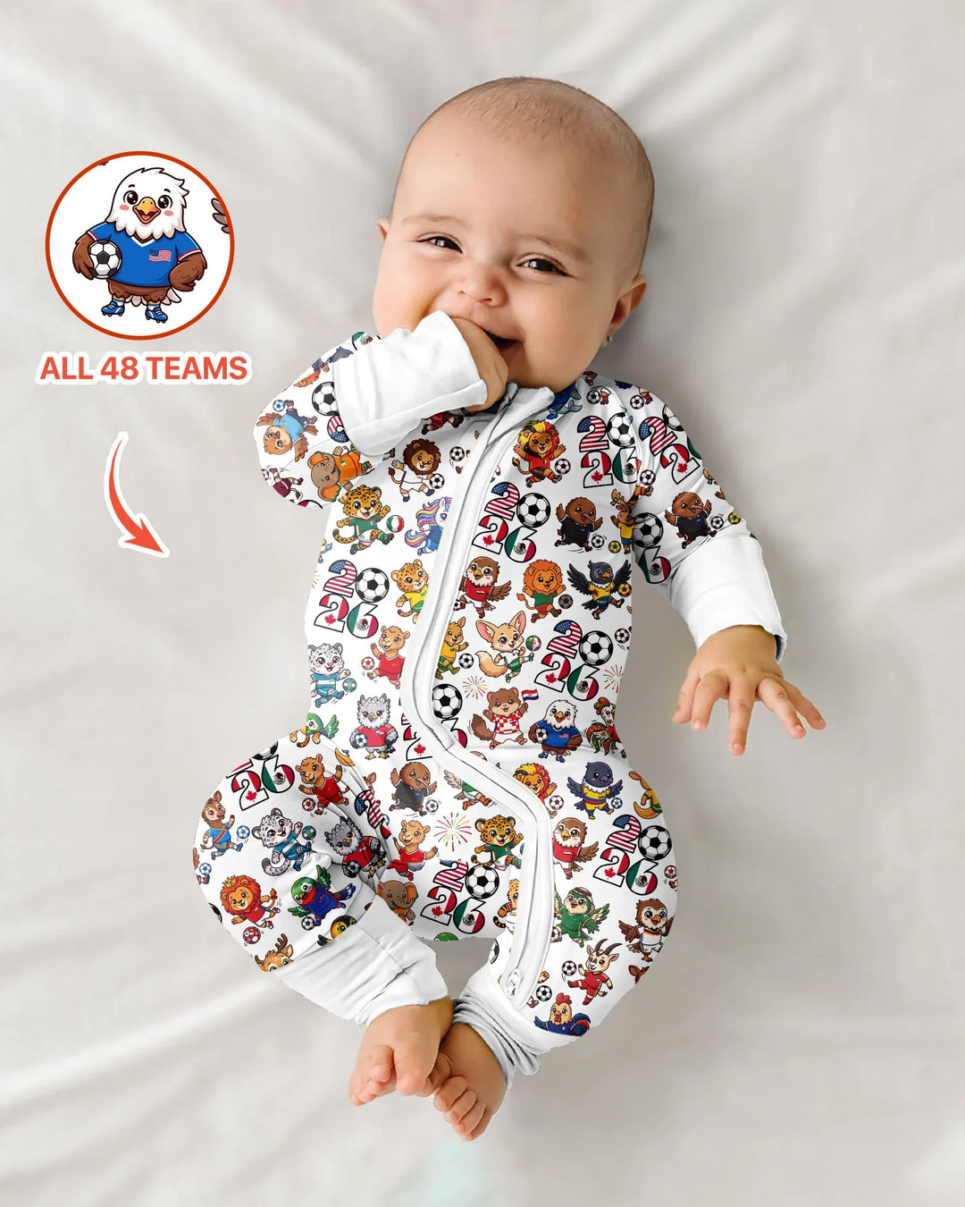 Kawaii Animals Soccer Tour 2026 Family Matching Bamboo Convertible Zippy