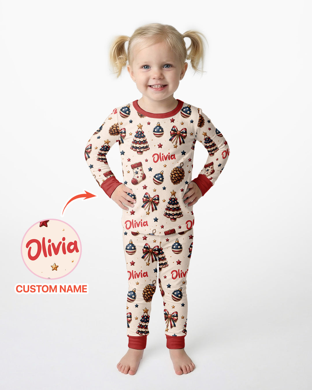 Proud Of American Baby Bamboo Two Piece Long Sleeve Pajama Set
