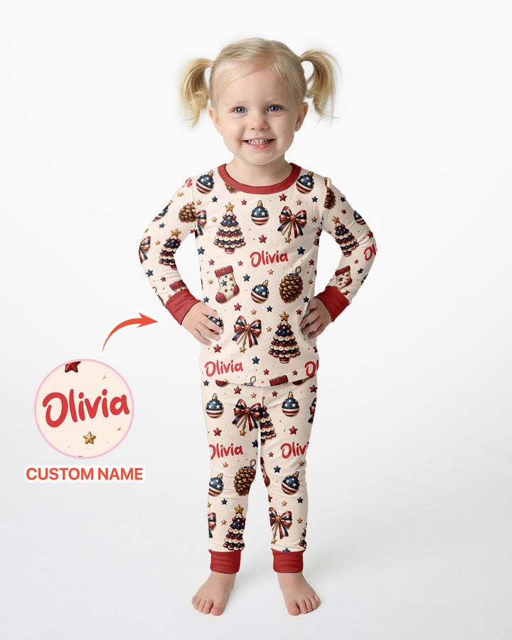 Proud Of American Baby Bamboo Two Piece Long Sleeve Pajama Set